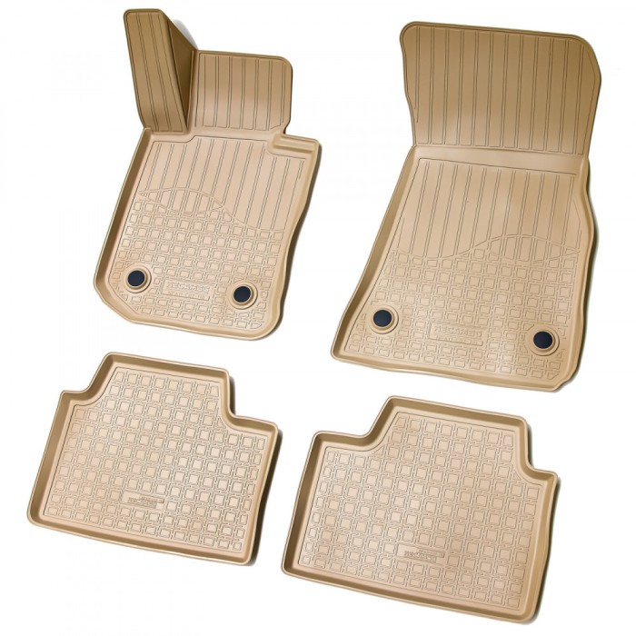 Set de 4 covorase bej cauciuc 3D stil tavita premium pentru BMW Seria 3 G20, G21 din 2019