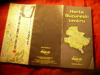 Harta centrului Bucurestiului , cu reclama Evolio , dim.= 21x30cm- Pliant foto