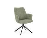 Cumpara ieftin Set 2 fotolii rotative otel negru textil verde olive Alexander 62x64x92h