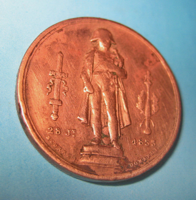 2063-Medalie Napoleon veche in bronz- anul 1833. Franta regenereaza.