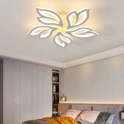 Lustra LED cu telecomanda LILY, 75W, 5 Elemente, lumina Rece/Calda/Neutra, Dimabila, Alb foto
