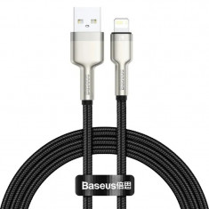 Cablu Alimentare si Date Baseus Cafule Metal Fast Charging USB la Lightning Iphone 2.4A braided 1m Negru foto