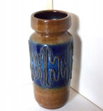 Vaza ceramica crusty glaze, smaltuita si formata manual - VEB Haldensleben, GDR