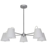 Cumpara ieftin Pendul GoodHome Syenite Alb 5xE27, Efect Cromat, Metal/Plastic, 60.5cm, 5 Becuri, Clasic/Rustic, Dormitor/Living/Hol