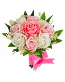Buchet mic personalizabil cu trandafiri si floarea miresei (Roz, Alb), Eventissimi&reg;