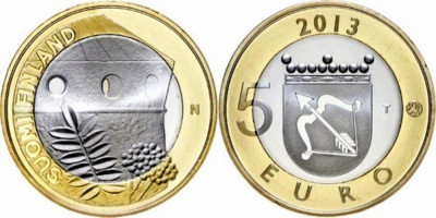 Finlanda moneda comemorativa 5 euro 2013 - Castelul Olaf - UNC foto