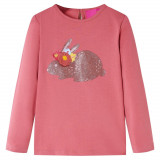 Tricou pentru copii cu m&acirc;neci lungi, roz antichizat, 128, vidaXL