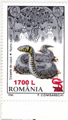 ROMANIA 2001 LP 1506 FAUNA 96 SUPRATIPAR SARPE SERIE MNH foto