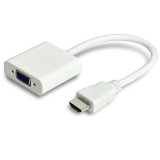 Adaptor, convertor semnal HDMI (digital) la VGA (analog) HDMI A tata la VGA mama - fara sunet, alb, unidirectional