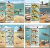 ROMANIA 2025 SPECII DE PESTI Minicoli cu 3 timbre + 3 viniete diferite +manseta ilustrata LP.2535