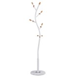 Cumpara ieftin Cuier haine tip pom Sergio metal alb - culoare lemn natural D37x171cm