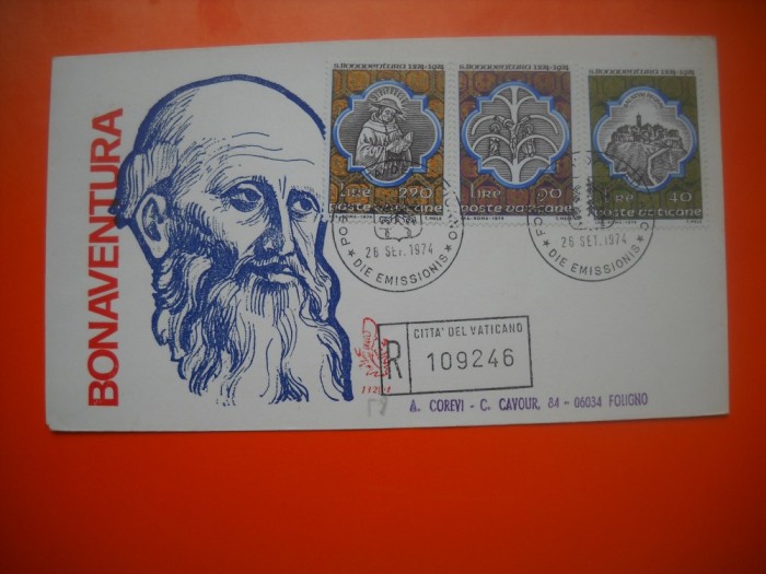 HOPCT PLIC FDC S NR 377 BONAVENTURA 1974 VATICAN