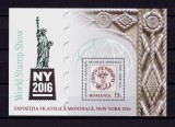 ✅RO 2016 LP 2106 &quot;Expo.Fila Mondiala New York 2016&quot; - colita 670 ,MNH, Nestampilat