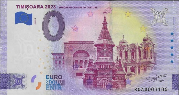 !!! 0 EURO SOUVENIR - ROMANIA , TIMISOARA 2023 - 2022.1 - UNC // NU TRIMIT PRIN CURIER