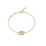 Guess JUBB06014JWYGL Brățară Damă cu Design Inimă Dublă din Oțel Placat cu Aur 21cm