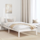 VidaXL Cadru de pat cu capul de pat alb 80x200 cm lemn masiv de pin