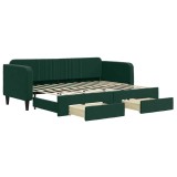 Cumpara ieftin Pat de zi cu extensie si sertare verde inchis 80x200 cm catifea