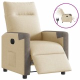 vidaXL Fotoliu rabatabil electric, crem, material textil