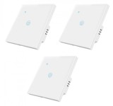 Cumpara ieftin Set 3 Intrerupatoare inteligente simple cu touch Brius&trade;, Wi-Fi, nul, sticla securizata, LED noapte/zi, Tuya, Life Smart, compatibil Amazon Alexa/Googl