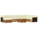 vidaXL Set de canapele de exterior cu pernă 9 pcs Natural și Crem 3383733