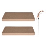 Set 2 placi de zgariat si jucarie cu pana Navaris, pentru pisici, carton, maro, 46754.03