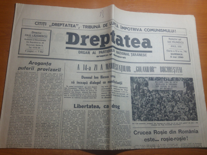 dreptatea 6 mai 1990-a 14 a zi de manifestatiilor &quot;golanilor&quot; bucuresteni