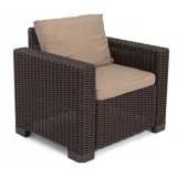 Set mobilier pentru terasa, material polipropilena, Keter, colectia California, pentru exterior sau balcon, 2 fotolii, culoare brown, aspect ratan nat