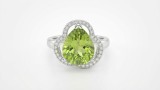 Cumpara ieftin Inel din Argint 925 cu Peridot Cubic E i Halo Trilobat , Royal Clover Solitaire