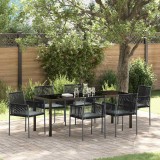 Cumpara ieftin Set de masă pentru grădină 7 pcs Negru Rattan poli