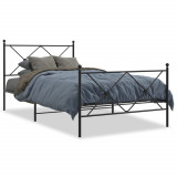 VidaXL Cadru pat metalic cu tăblii de cap/picioare, negru, 100x200 cm