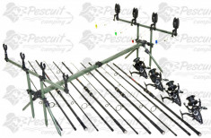 Kit 4 Lansete 3.6m Crap Carbon Cu 4 Mulinete 10000 13 Rulm si Rod Pod Full foto