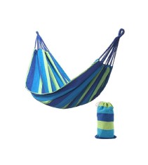 Hamac din bumbac pentru gradina sau camping 180 x 80 cm capacitate 160 kg verde - albastru