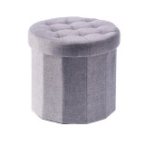 Cumpara ieftin Taburet pliabil cu spatiu depozitare textil gri Alma 38 x 36 cm