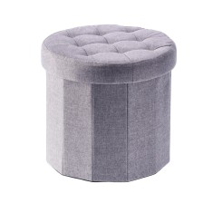 Taburet pliabil cu spatiu depozitare textil gri Alma 38 x 36 cm