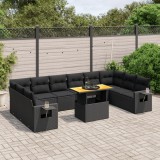 Cumpara ieftin Set canapele de grădină cu perne, 11 piese, negru, poliratan