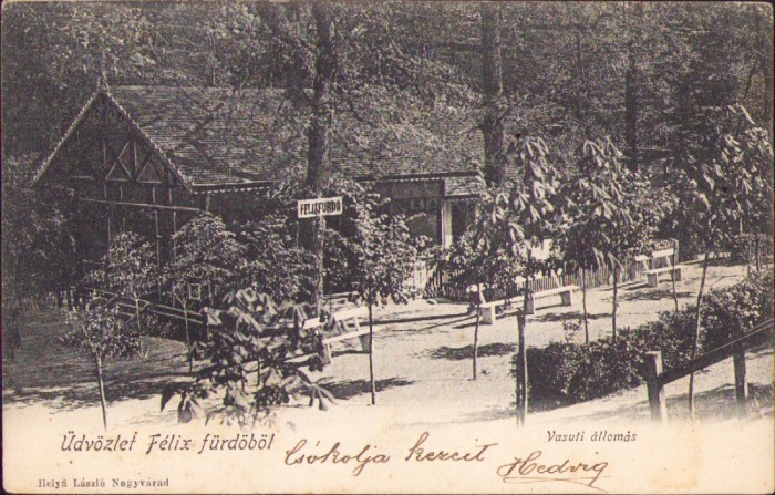 HST CP322 Salutări din Băile Felix - Gara 1905 carte poștală