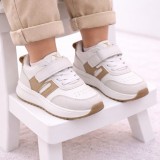 Adidasi albi cu insertii crem - Sony (Marime Disponibila: Marimea 23)