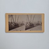 Fotografie stereoscopica de colectie, Fotograf anonim, Corabii in portul Anvers (Antwerpen) din Belgia, Europa, ca. 1880