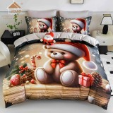 Cumpara ieftin Lenjerie de pat de Craciun cu 6 Piese din finet, cu imprimare digitala 5D, Model JOJO8002