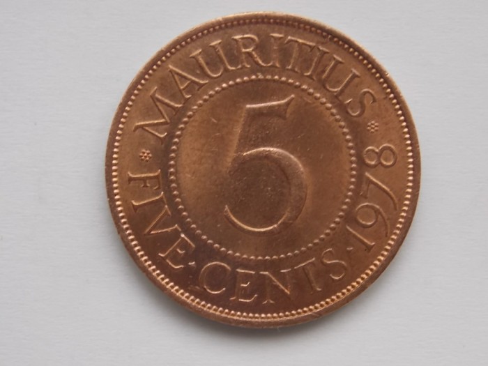 5 CENTS 1978 MAURITIUS-AUNC