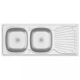 Cumpara ieftin Chiuveta bucatarie cu 2 cuve, argintiu, 1200x600x155 mm, otel