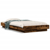 VidaXL Cadru de pat cu LED, stejar fumuriu, 90x200 cm, lemn prelucrat