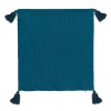 Față de Pernă Decorativă, Model Petrol Dungi Franjuri, Material Bumbac, Dimensiuni 45x45cm, Oem