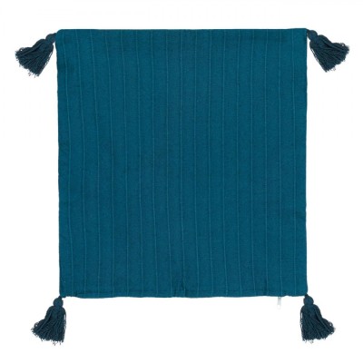 Față de Pernă Decorativă, Model Petrol Dungi Franjuri, Material Bumbac, Dimensiuni 45x45cm foto