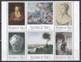 Suedia 1992 - Aniversarea de 200 de ani a Muzeului National - Tablouri de Rembrandt, D&uuml;rer, Boucher, s.a., Bloc de 6 timbre, MNH, Nestampilat