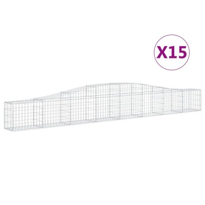 Cosuri gabion arcuite 15 buc, 400x30x40/60 cm, fier galvanizat foto