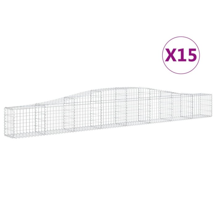 Cosuri gabion arcuite 15 buc, 400x30x40/60 cm, fier galvanizat