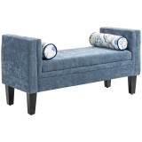 HOMCOM Bancă Capitonată pentru Dormitor cu Brațe, 2 Perne Cilindrice și Picioare din Lemn, 115,5x45x56 cm, Gri | Aosom Romania