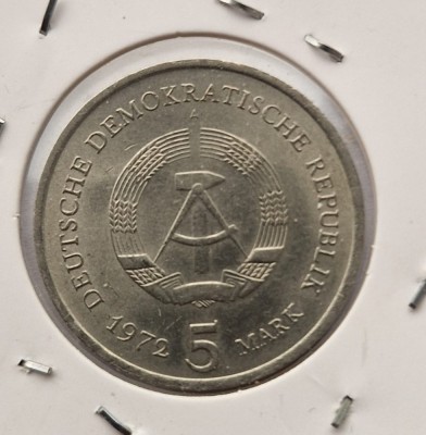 Germania 5 Mark 1972 marci RDG Maisen moneda din nichel km # 37 foto