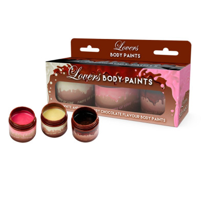 Lovers Body Paints, Set body painting, ciocolata cu lapte, capsuni, alba, 3 bucati, 180 gr foto